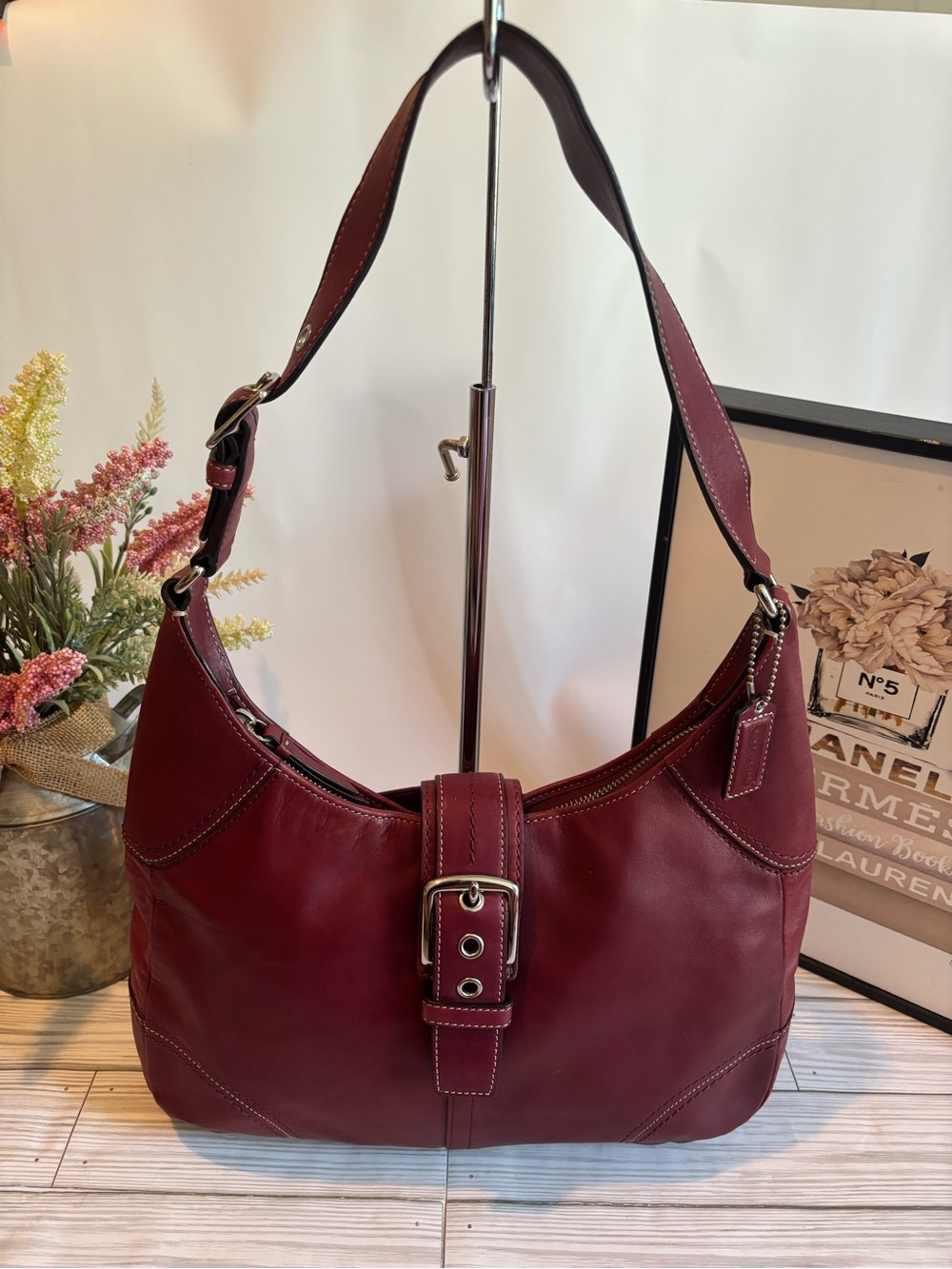 Y2K Coach Burgundy Leather Hamilton Soho Hobo Shoulder Bag